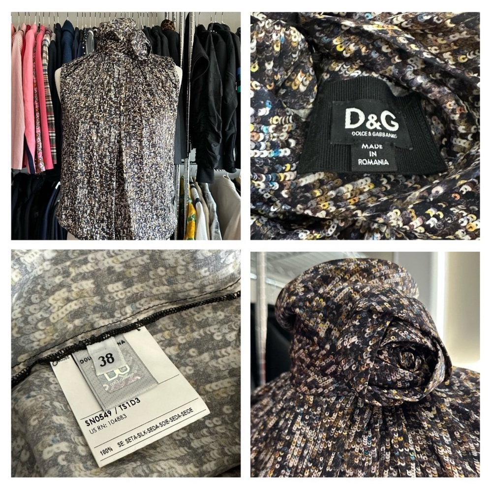 D&G metallic multi-color top with flower